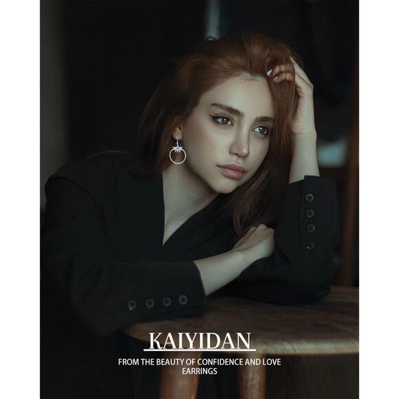 Sun Bell Turquoise Circle Shaped Vintage Long Summer Earring for Women Jewelry - Picture 6 of 9